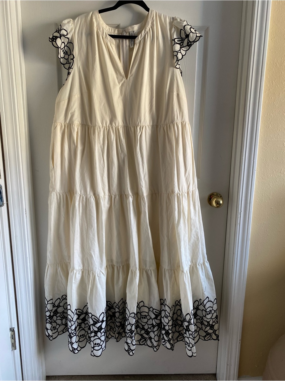 torrid Cream Maxi Dress with Black Floral Trim